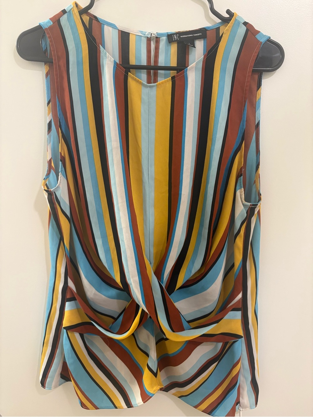 INC International Concepts Multicolor Stripe Sleeveless Top - Yellow/Blue
